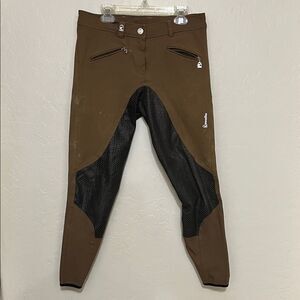 Cavallo Cava Grip Brown Breeches Black Accents Pockets Equestrian Riding Pants